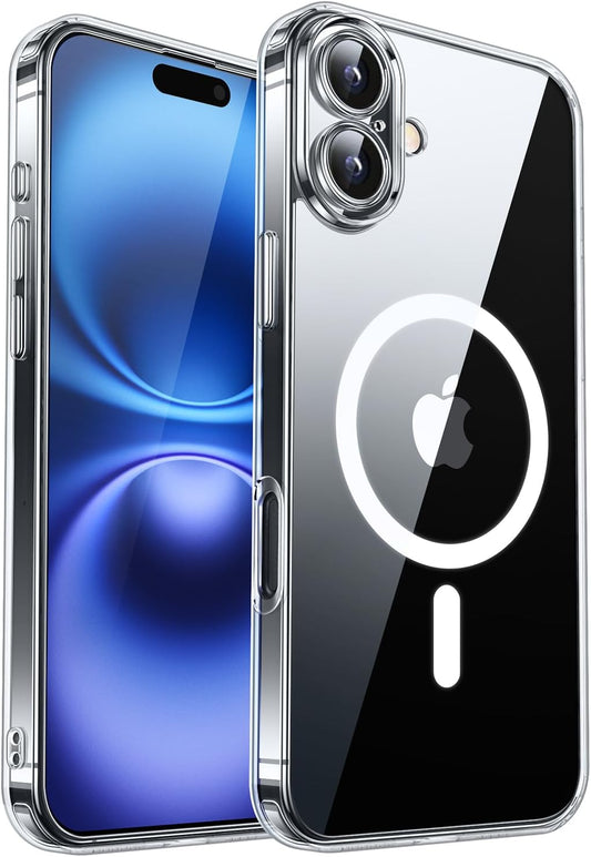 Magnetic Case for Iphone 16 with Full Camera Protection [Compatible with Magsafe] Non-Yellowing Protective Phone Case, Clear