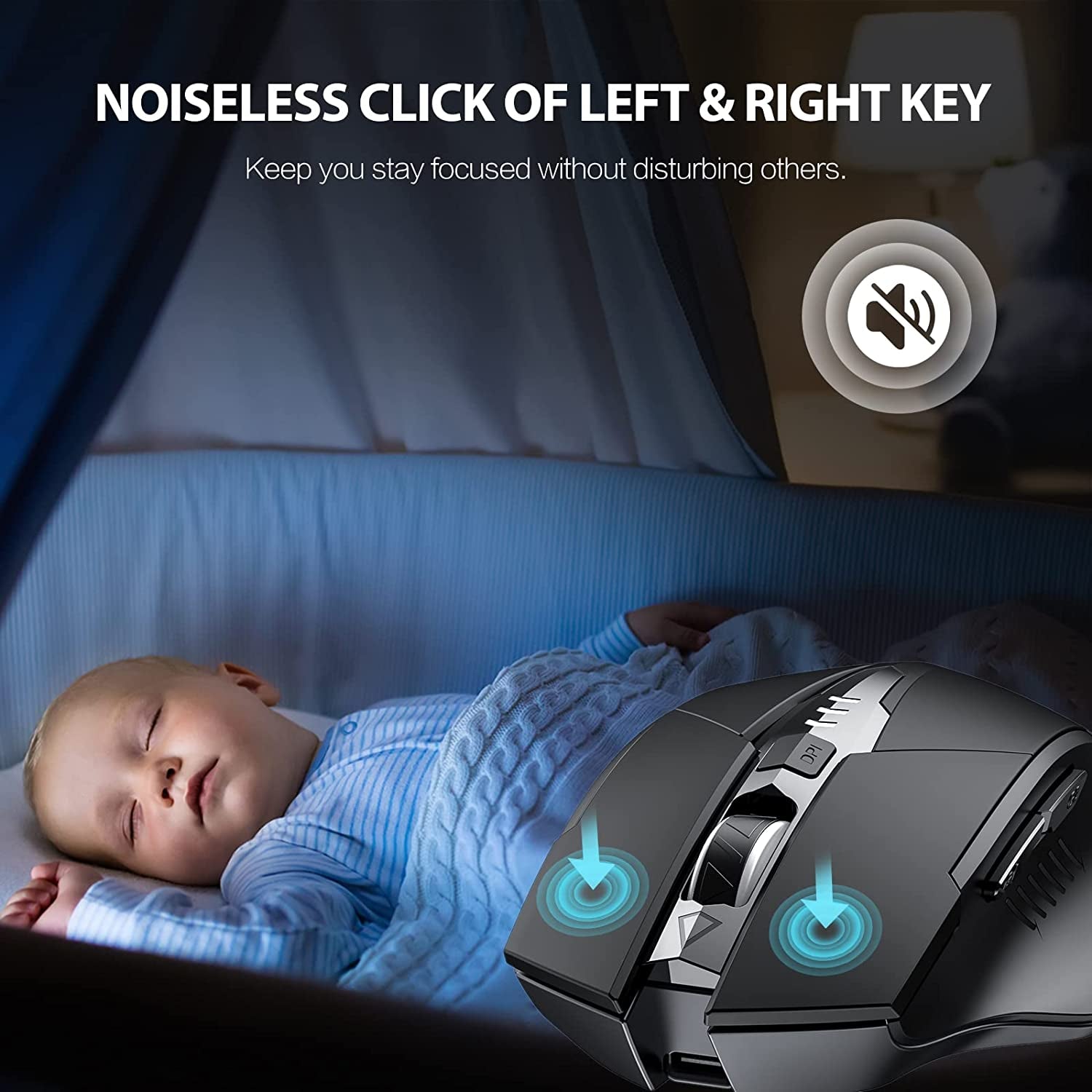 Bluetooth Mouse, Multi-Device Silent Rechargeable Bluetooth Wireless Mouse (Tri-Mode: BT 5.0/4.0+2.4G), 1600DPI Ergonomic Portable Mouse for Laptop PC Computer,Smartphone,Windows Mac OS, Black