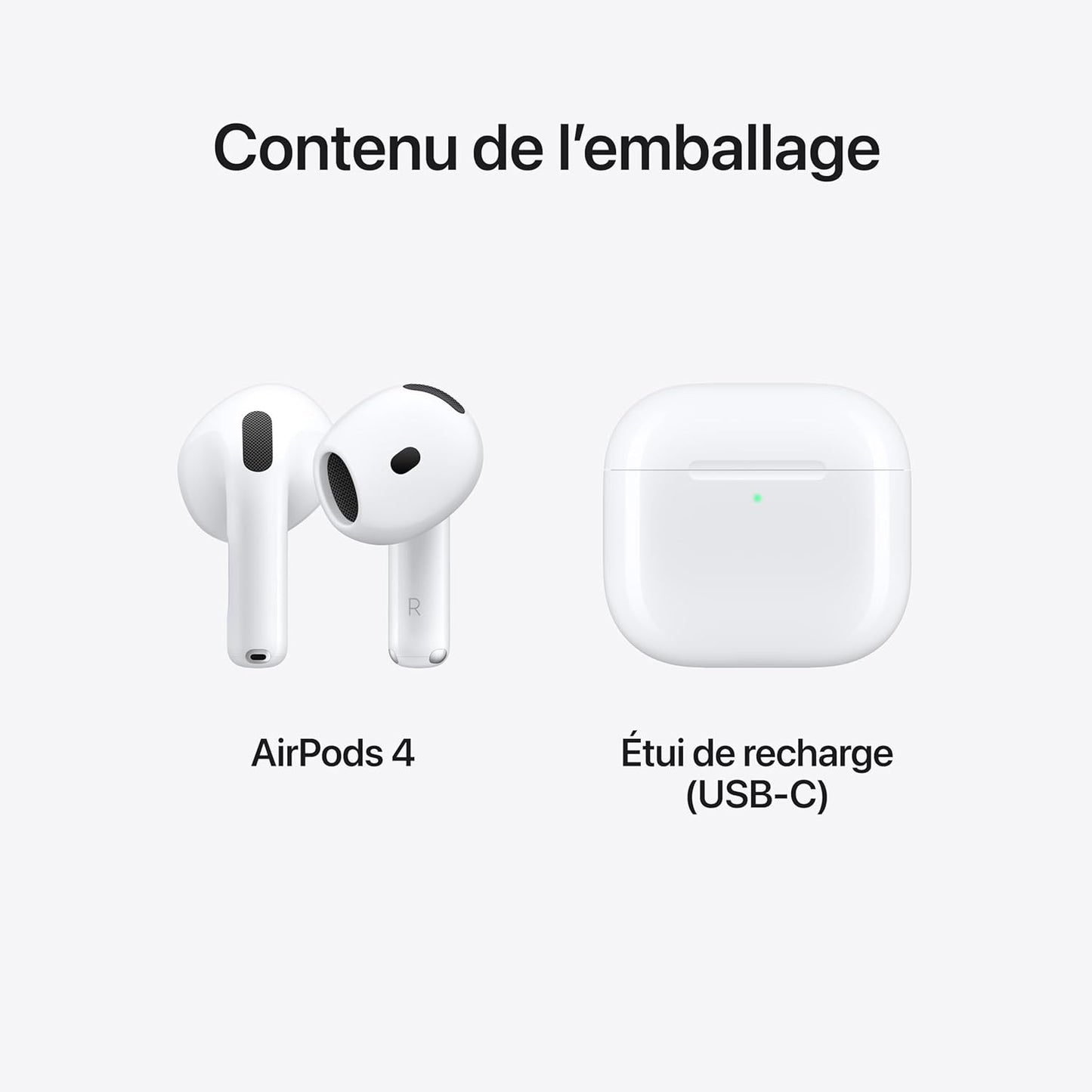 Airpods 4 Wireless Earbuds, Bluetooth Headphones, Personalized Spatial Audio, Sweat- and Water-Resistant, USB-C Charging Case, H2 Chip, up to 30 Hours of Battery Life