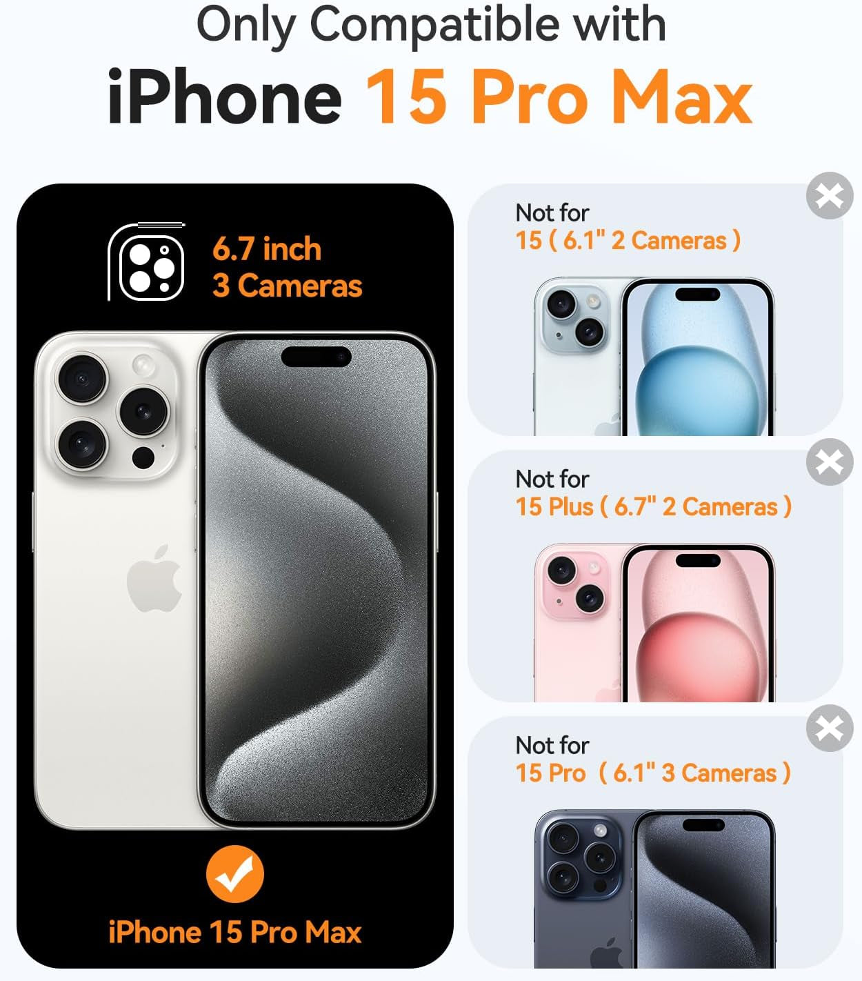 Magnetic Case for Iphone 15 Pro Max with Full Camera Protection [Compatible with Magsafe] [Translucent Matte] Protective Phone Case, Matte Black