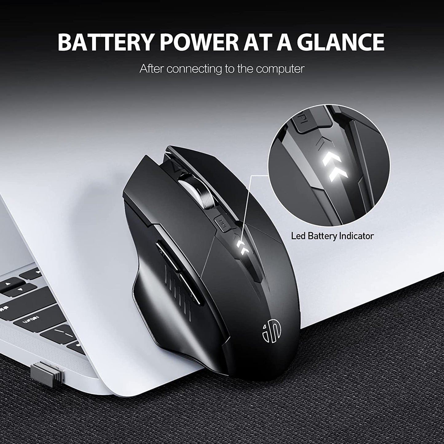 Bluetooth Mouse, Multi-Device Silent Rechargeable Bluetooth Wireless Mouse (Tri-Mode: BT 5.0/4.0+2.4G), 1600DPI Ergonomic Portable Mouse for Laptop PC Computer,Smartphone,Windows Mac OS, Black