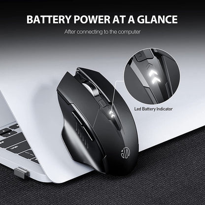 Bluetooth Mouse, Multi-Device Silent Rechargeable Bluetooth Wireless Mouse (Tri-Mode: BT 5.0/4.0+2.4G), 1600DPI Ergonomic Portable Mouse for Laptop PC Computer,Smartphone,Windows Mac OS, Black